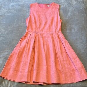 GAP Fit and Flare Coral/Pink Linen Sleeveless Dress, Size S
